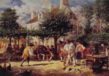  Ernest Oil Painting - Sunday in Poissy classicist Jean Louis Ernest Meissonier